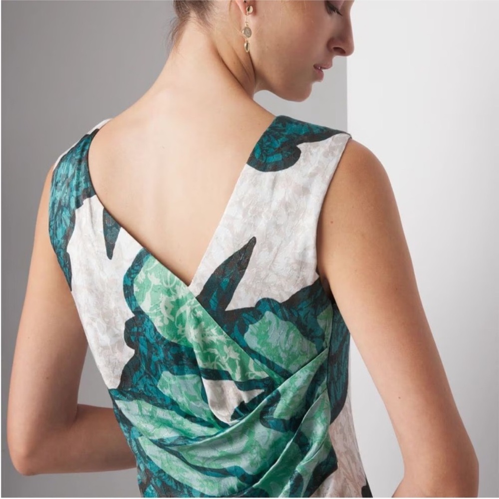 White House Black Market Green Leaf Print Dress - Picture 6 of 6